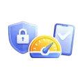Icône représentant la performance web, sécurité et rapidité